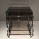 Suite de 3 tables gigognes chromées. Vers 1970