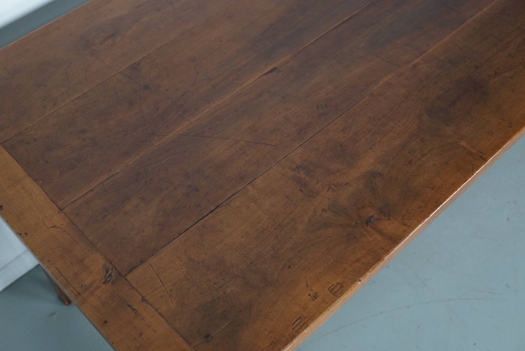 Antique Cherry Early 20th Century French Rustic Farmhouse Dining Table