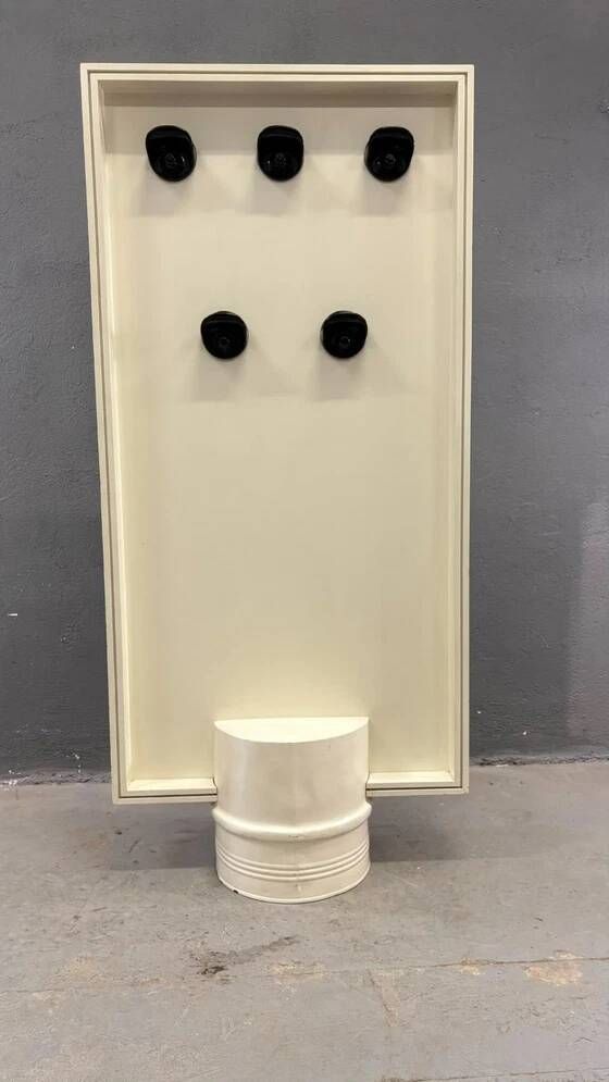 Mid-Century Modern Double-Sided Hall Stand with Mirror & Coat Hooks, 1960s, Europe