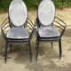 6 black and grey velvet medallion dining chairs with armrests