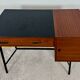 French modernist desk from the 1950s with 2 drawers, 1 cabinet, and 1 container.