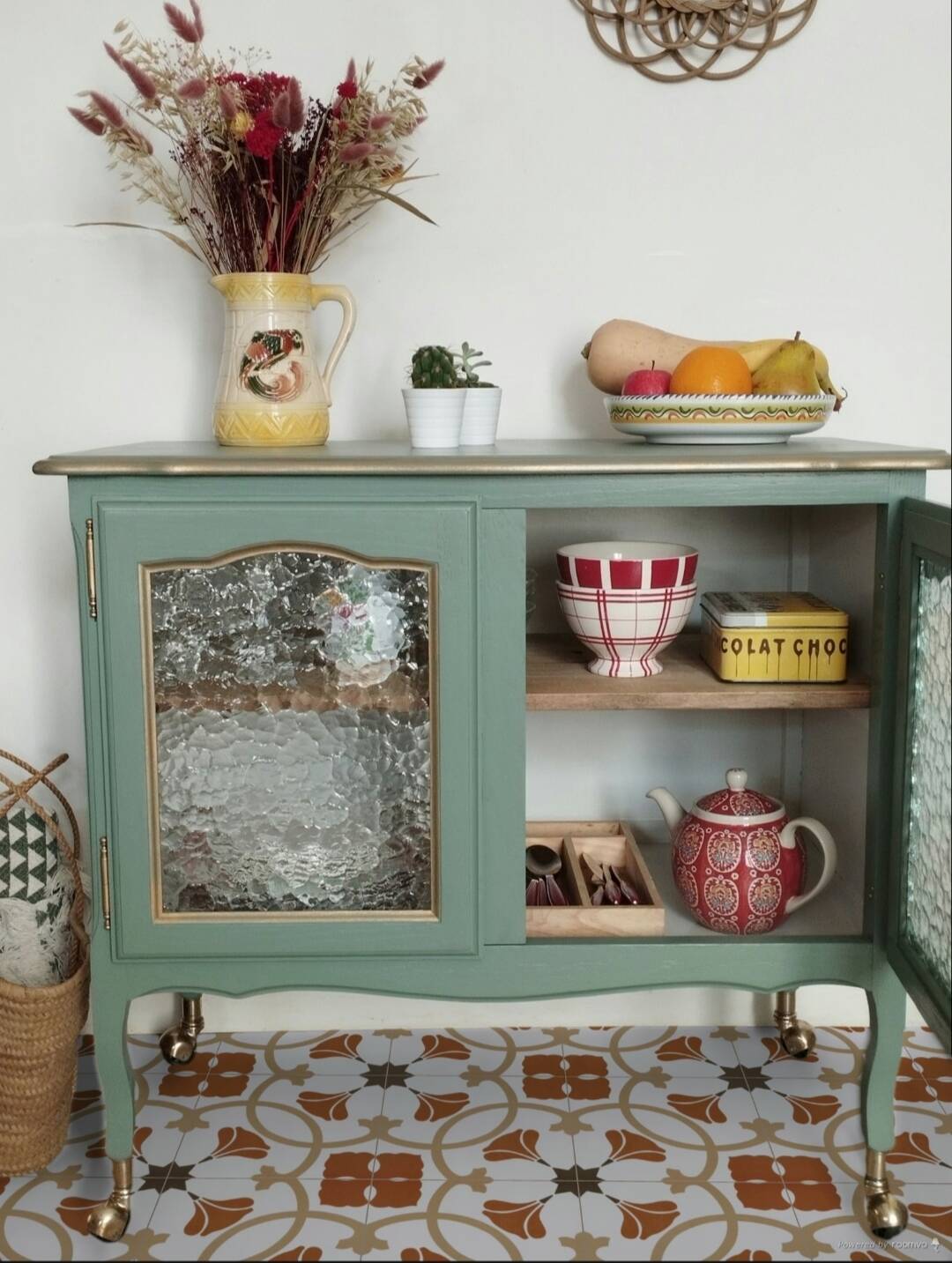 Vintage glass-fronted sideboard