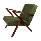 Vintage olive green boucle armchair, 1970s