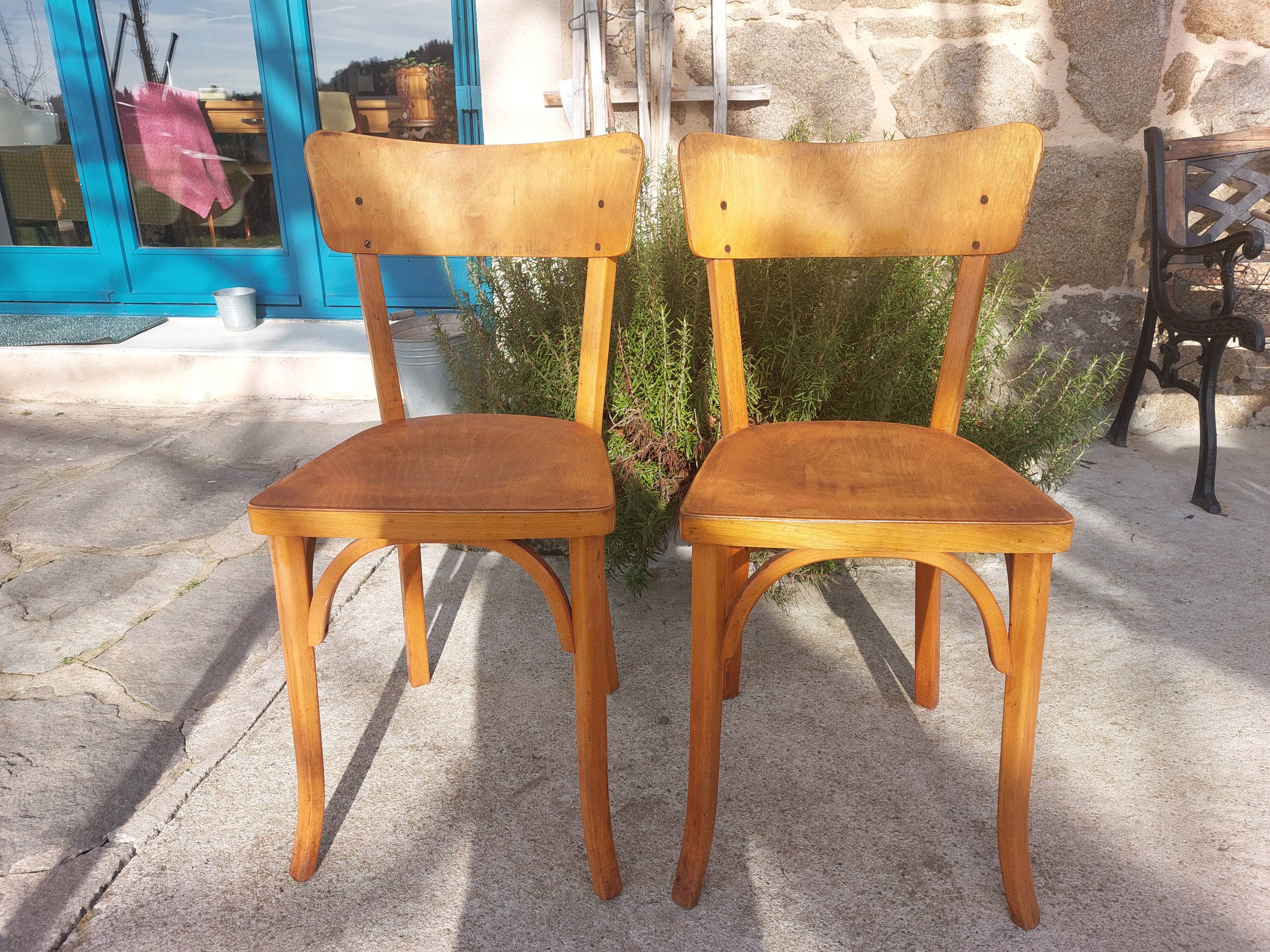 pair of Baumann bistro chairs