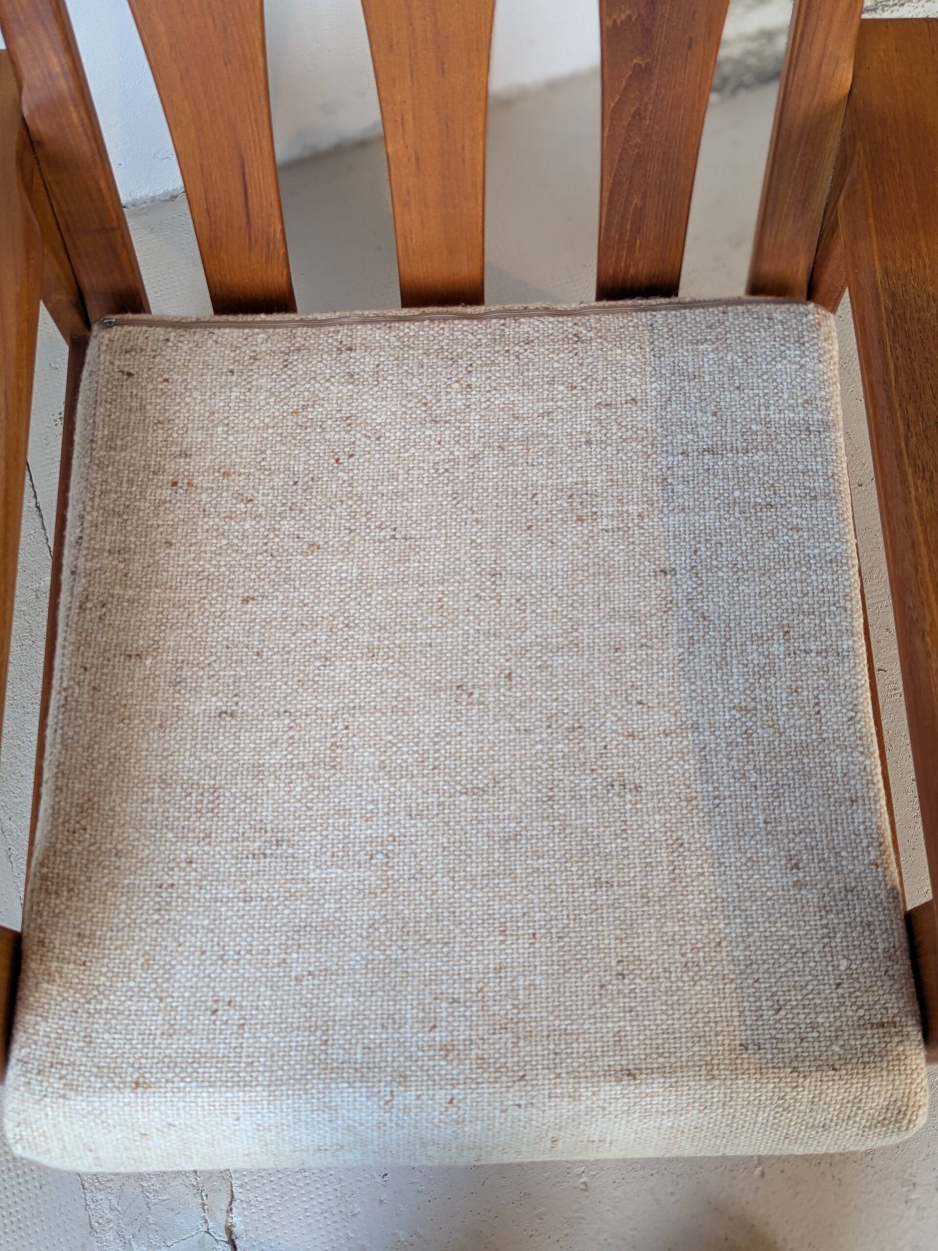 Teak and wool armchair