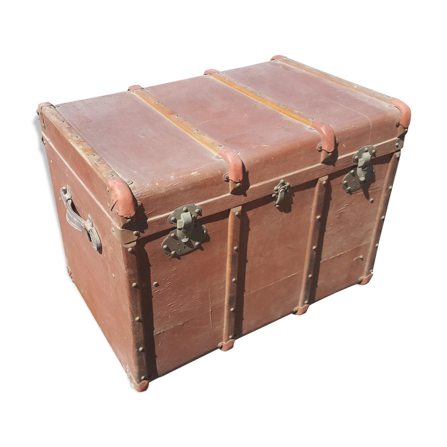 Malle de voyage en bois entoilé vers 1900