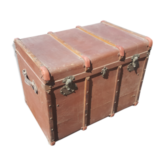 Wooden travel trunk encased around 1900