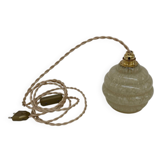 Pale yellow Clichy glass portable lamp