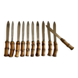 set of 11 knives with bamboo handles 1960 Riviera