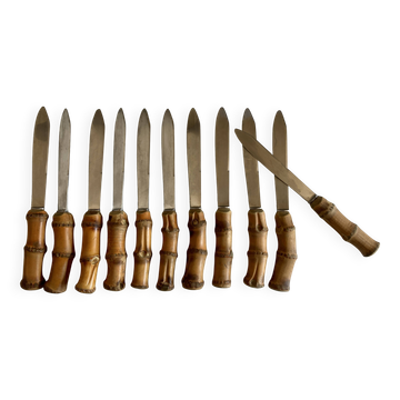 set de 11 couteaux manche bambou 1960 Riviera