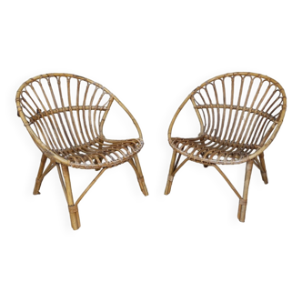 Pair of rattan armchairs