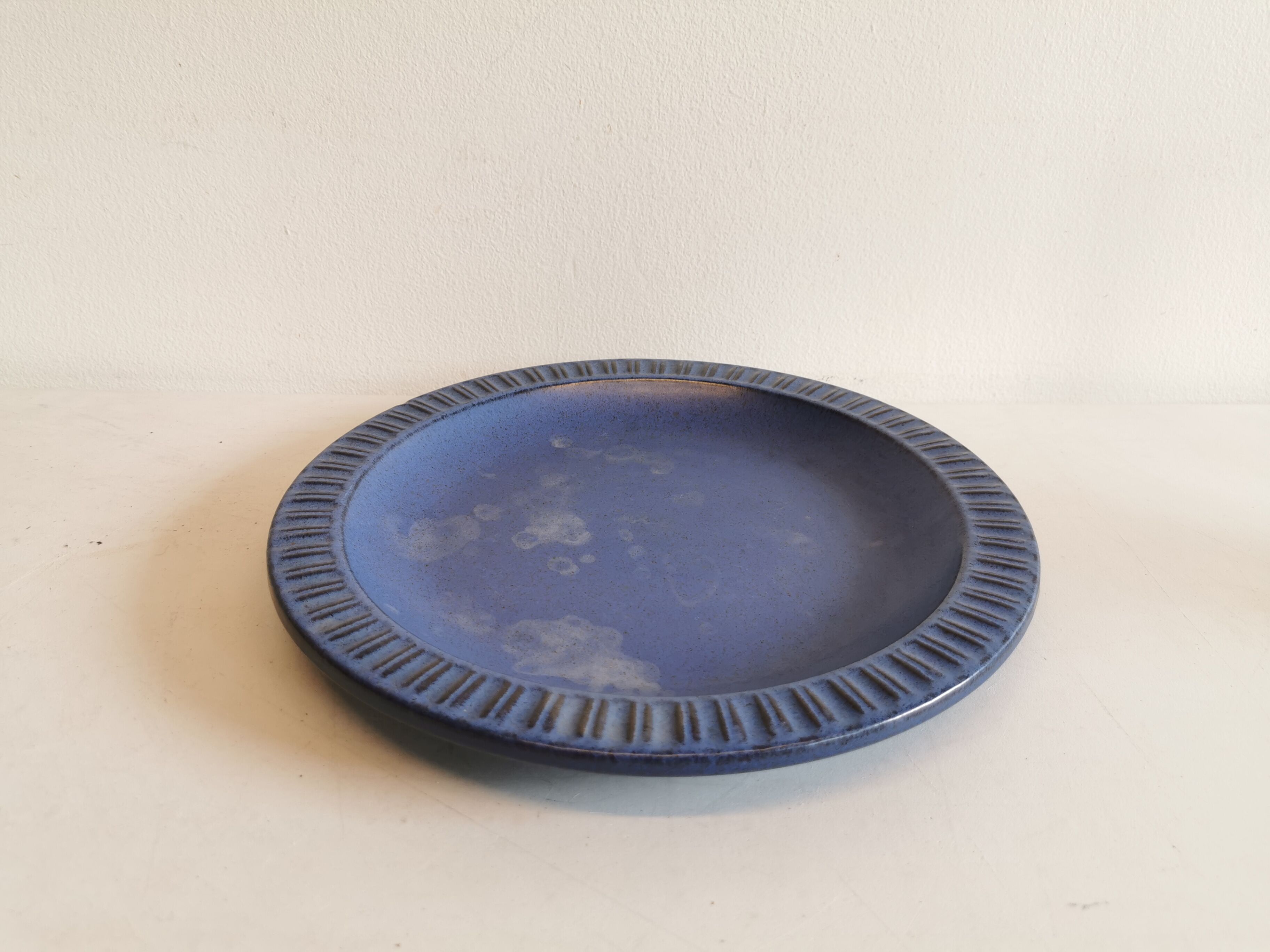 Ceramic plate, from Danish Knapstrup, in beautiful blue glaze.