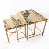Nested tables in brass and marble.