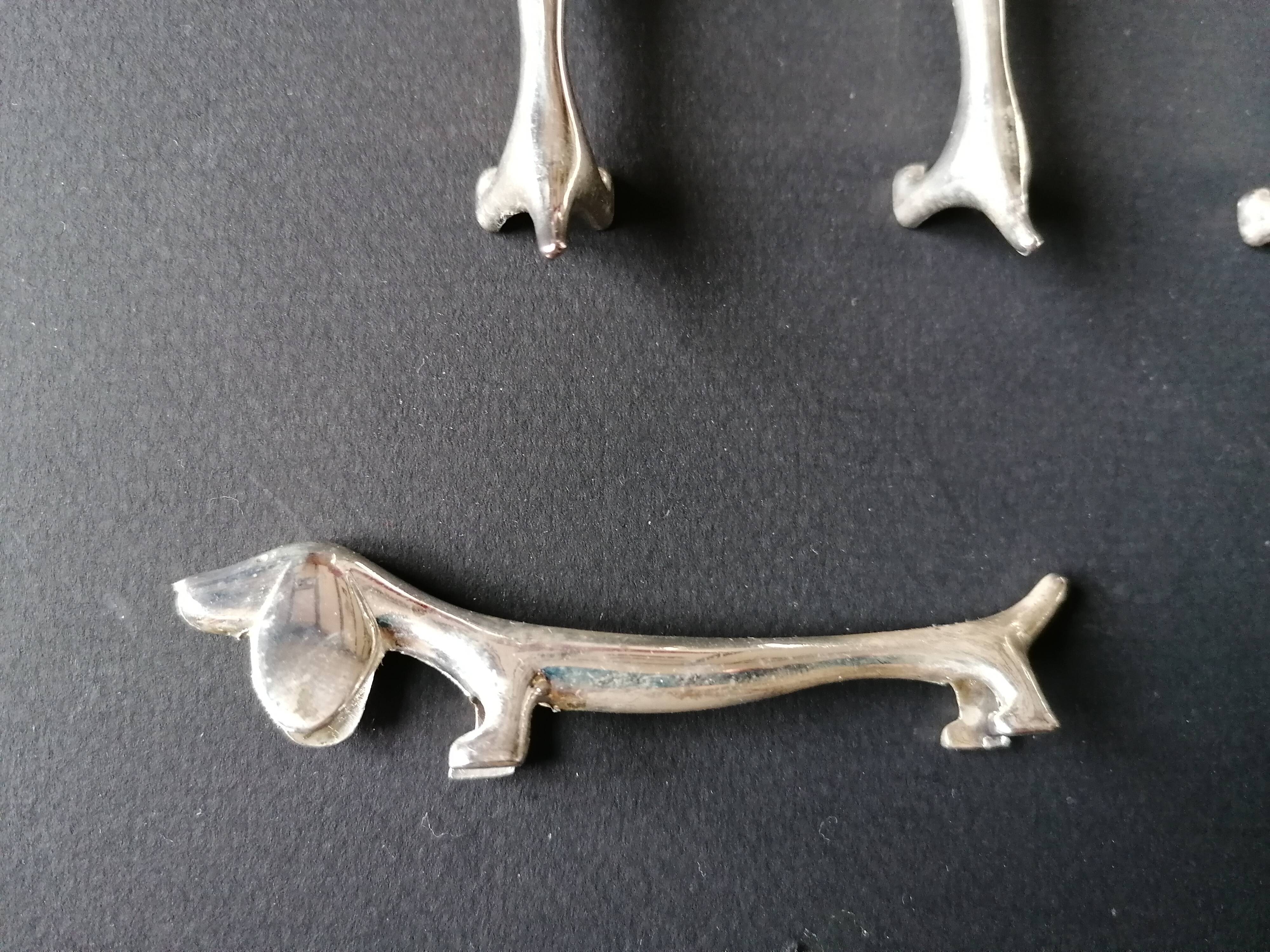 6 knife holder silver metal dog