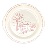 Gien serving dish with handles, burgundy landscape pattern - fcsv9