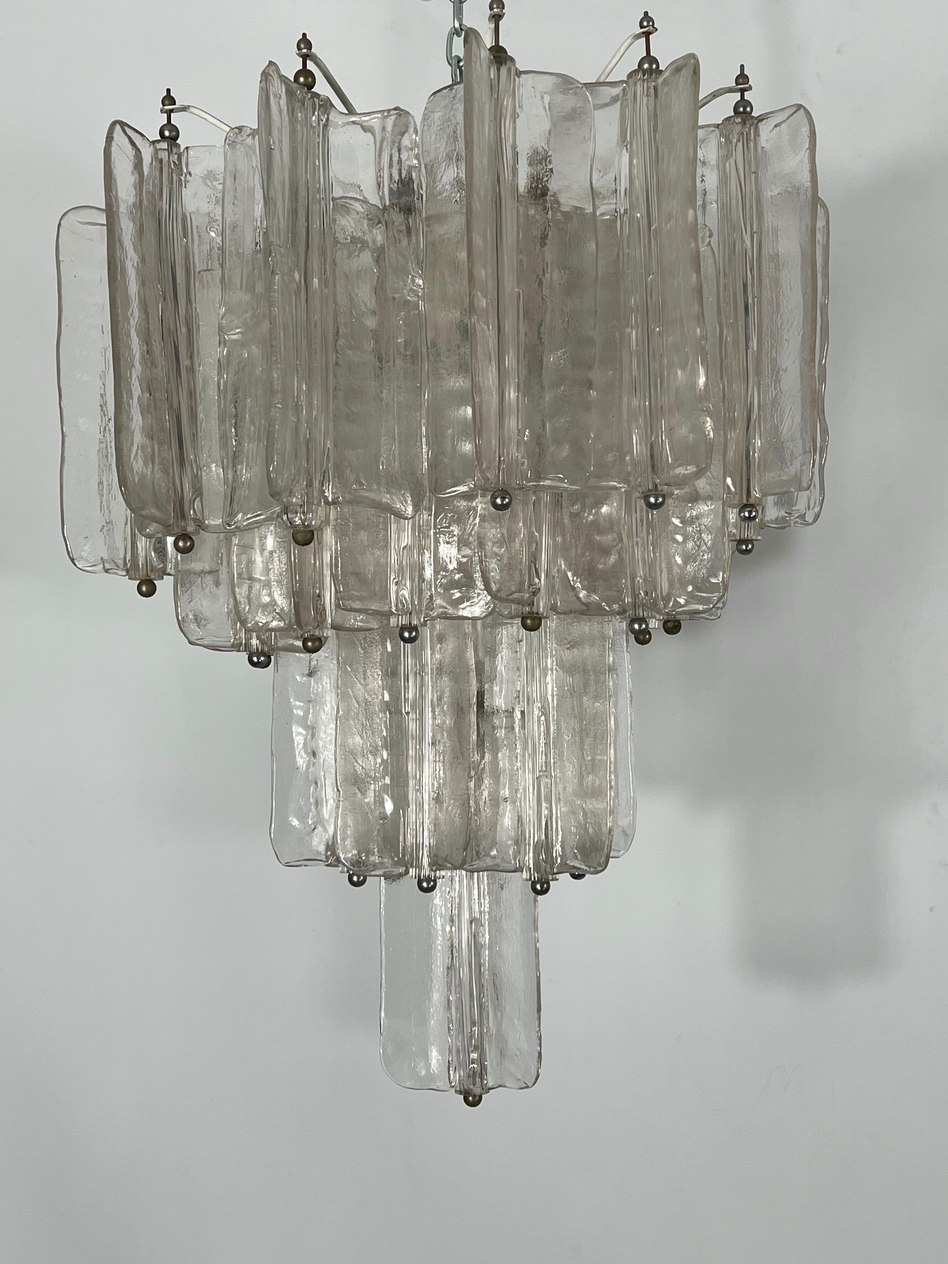 Pair of Murano glass chandeliers by Toni Zuccheri for Venini
