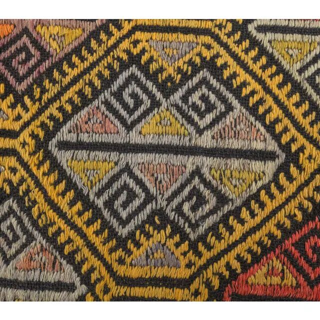 Yellow Handwoven Vintage Turkish Wool Flatweave Kilim Rug 118x200