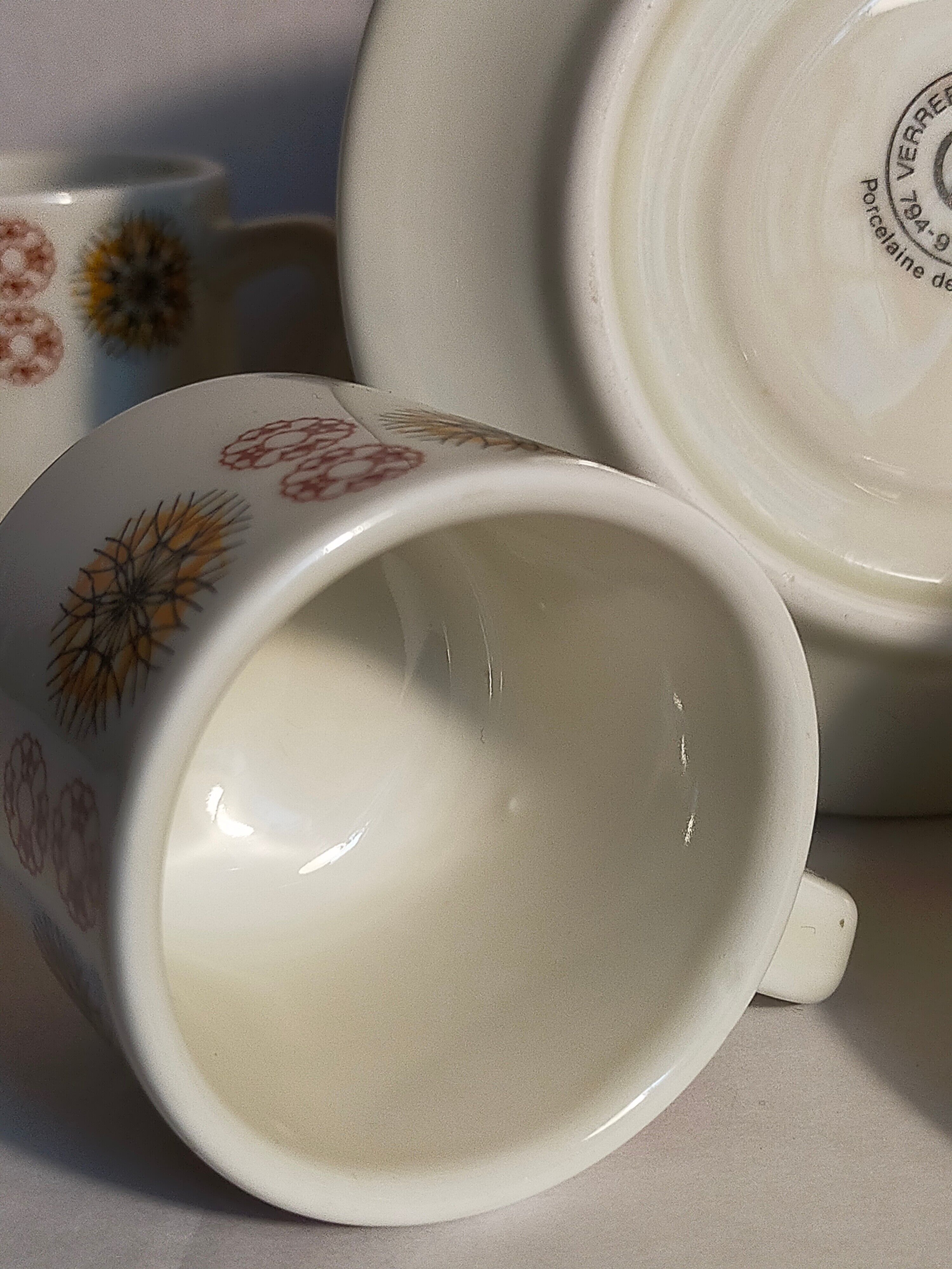 Five vintage Chauvigny porcelain espresso cups