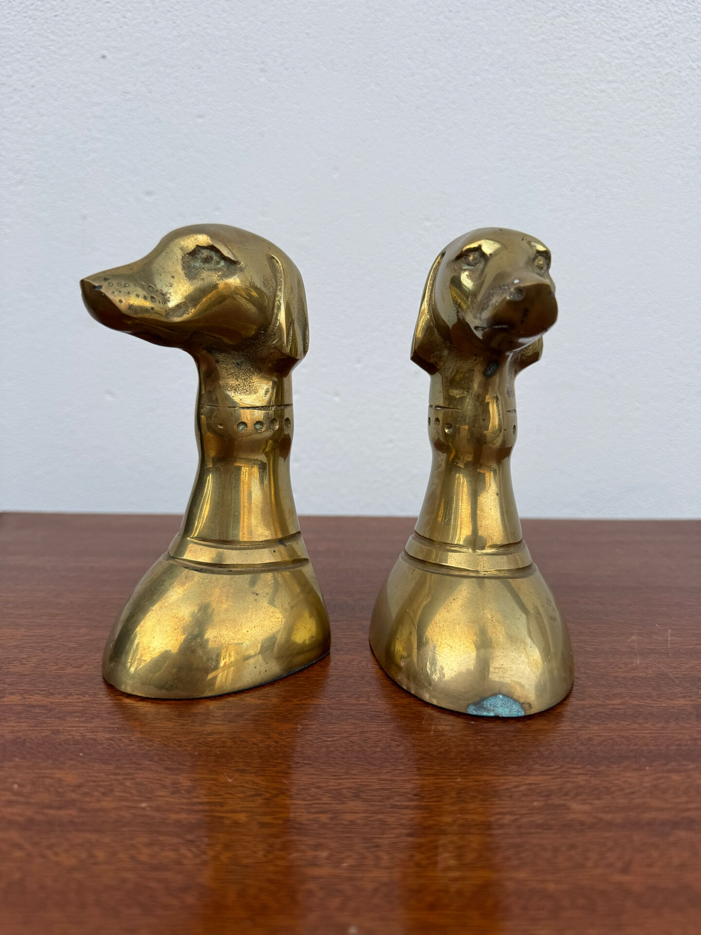 Dog bookends, solid brass, 1970s.
