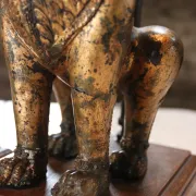 Pair of table lamps with gilt bronze Singha lions – Thailand, 1970s