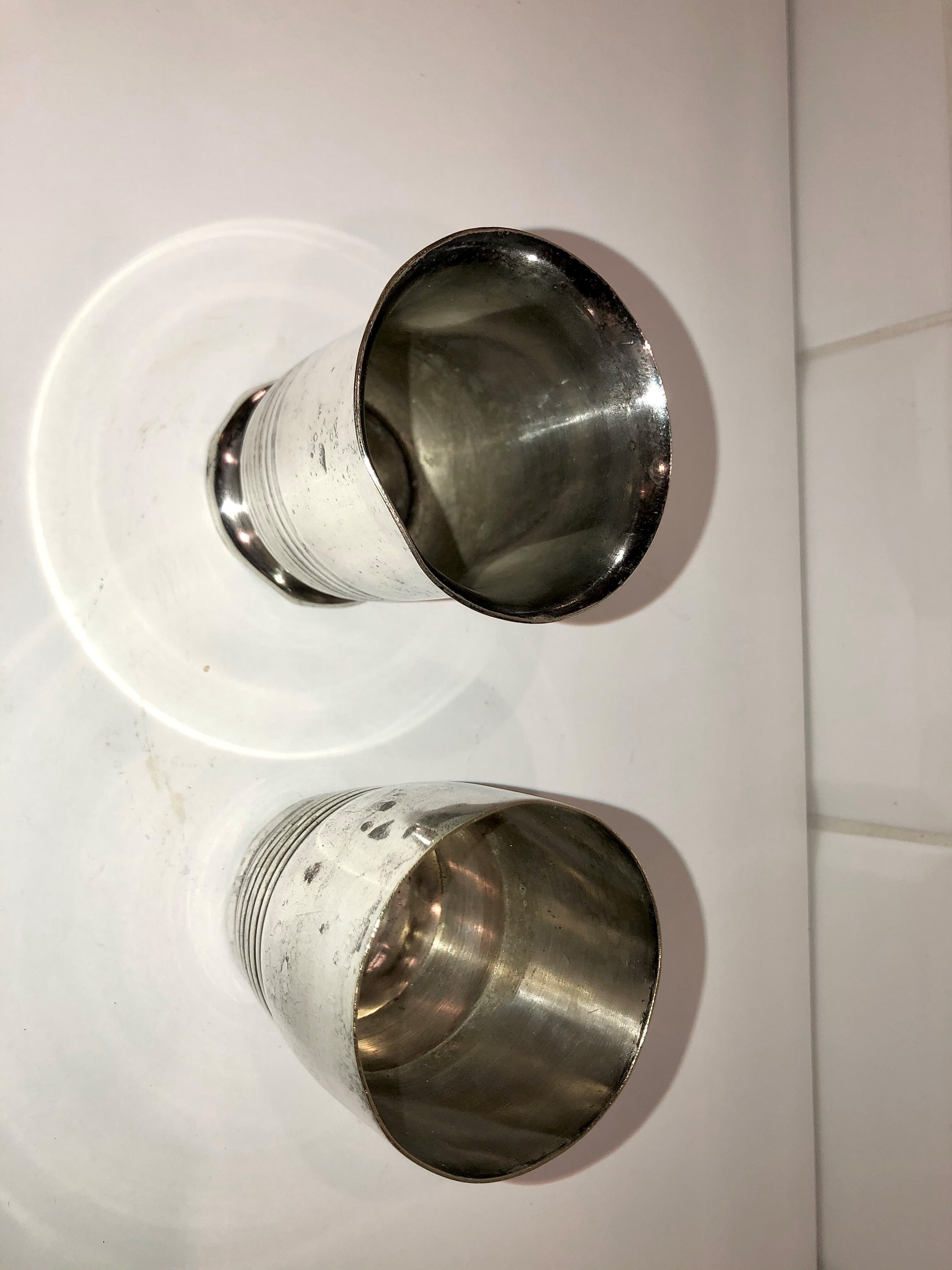 Art deco timbales in silver metal