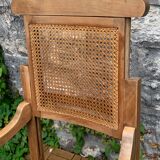Barber's armchair in wood cannage and straw 1900