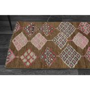 1970s Vintage Turkish Oushak Handmade Wool Cotton Brown Runner Rug 63x295