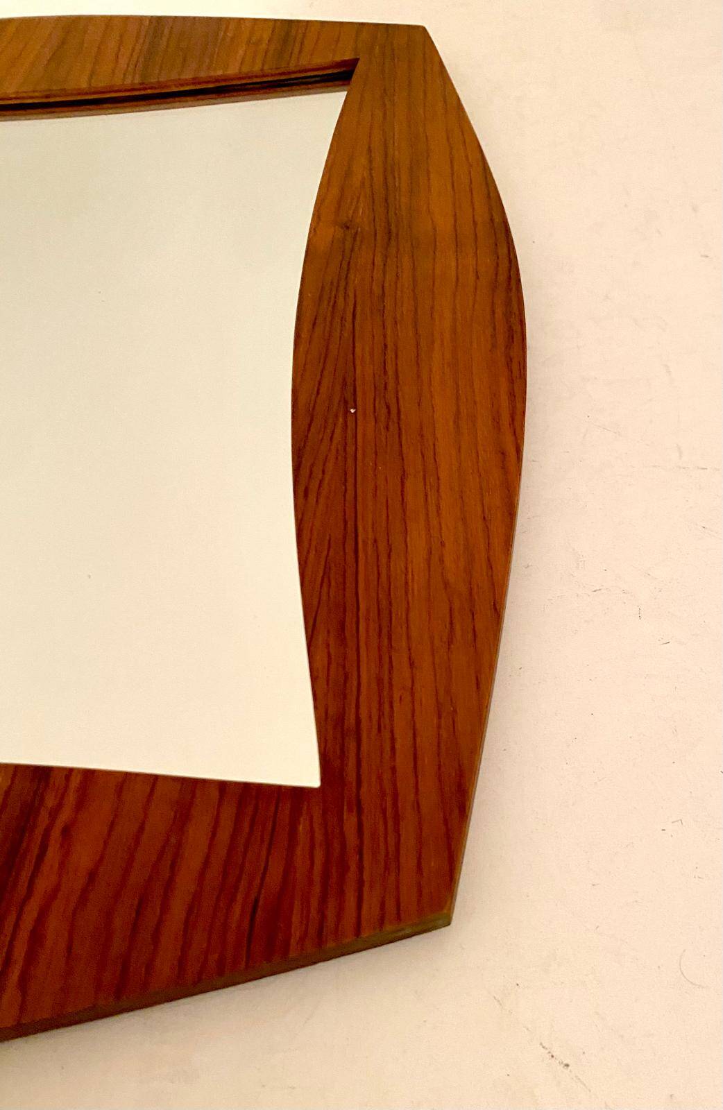 Midcentury Modern Rosewood Square Mirror, Campo & Graffi Italy, 1960
