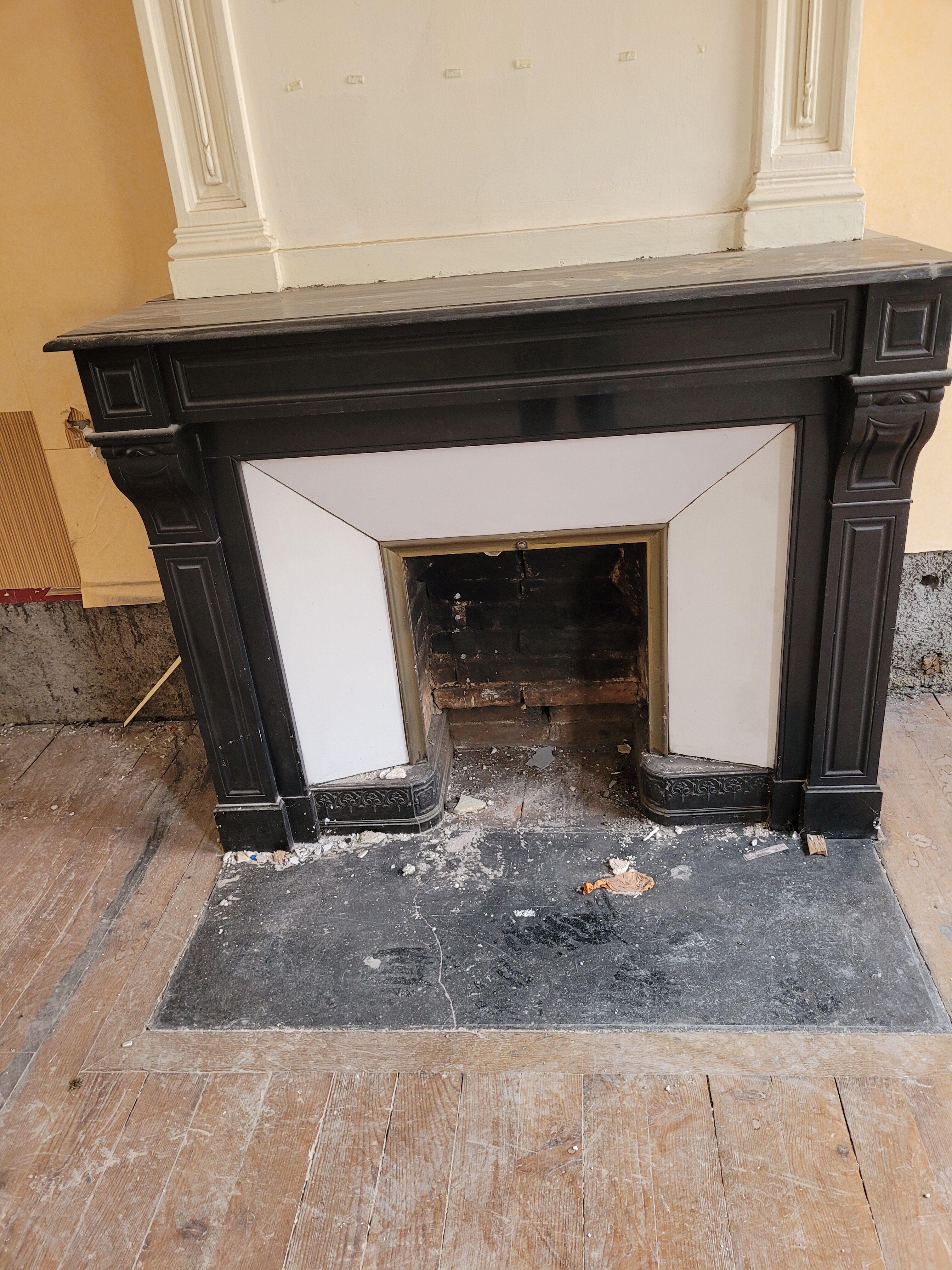 Belgian black marble fireplace without veining