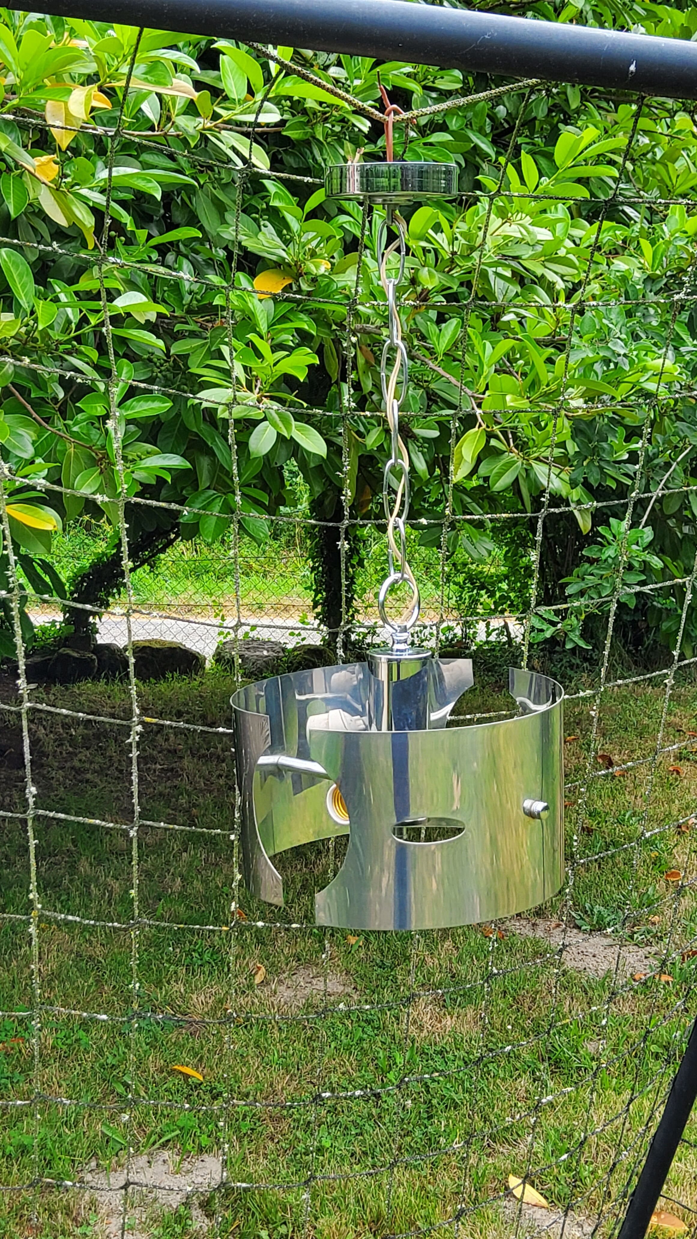 Design chandelier of the 70s in chromed metal