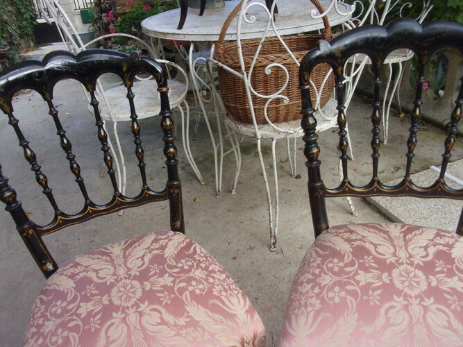 4 chaises Napoléon III assises tissu