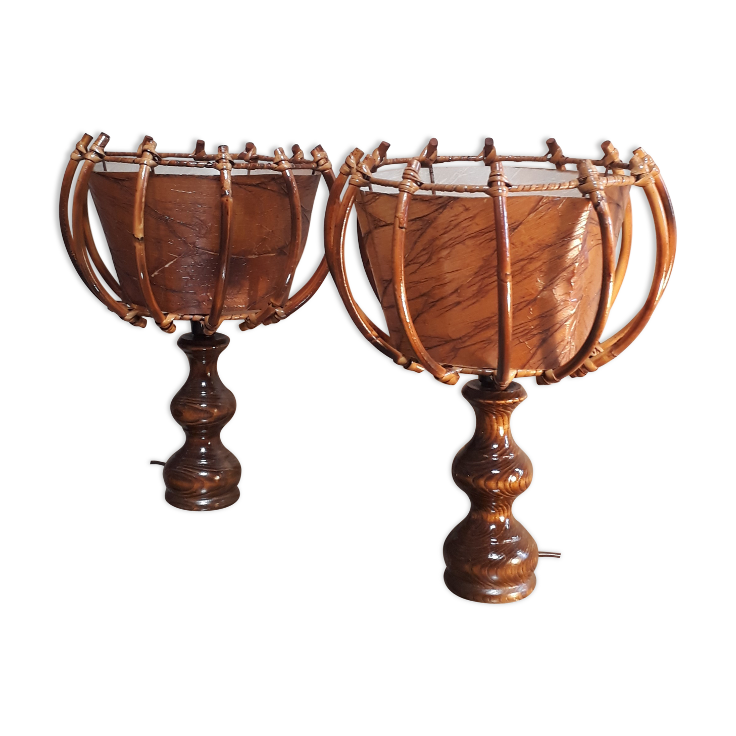 Scandinavian wicker lamps set 1960s