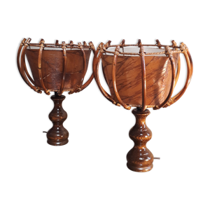 Duo de lampes en osier