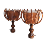Scandinavian wicker lamps set 1960s