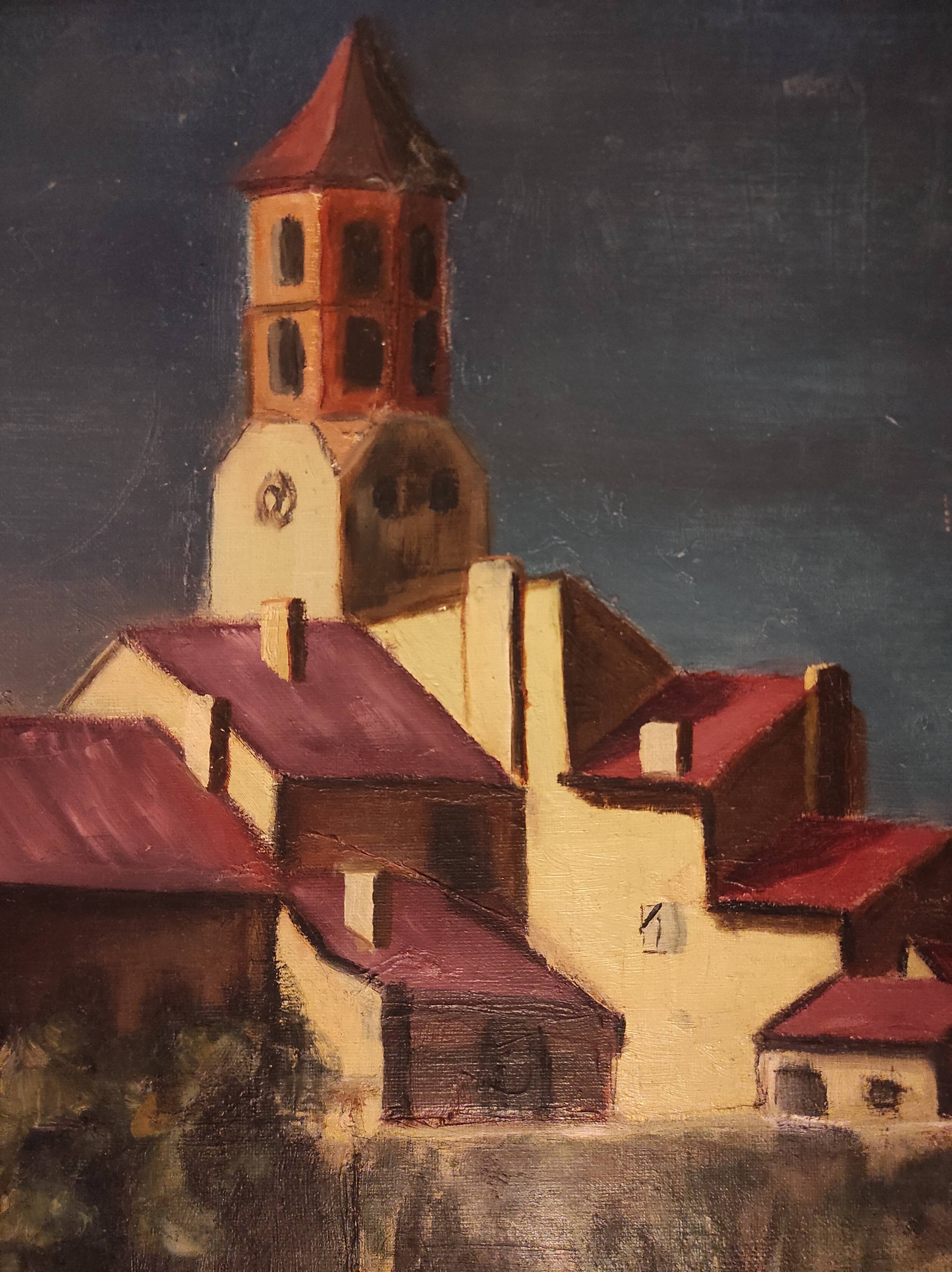 French vintage oil painting on canvas, signed A. Lahour, 1964