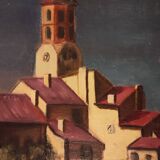 French vintage oil painting on canvas, signed A. Lahour, 1964