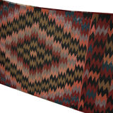 Wool kilim runner rug handwoven red wool rug 99x298cm
