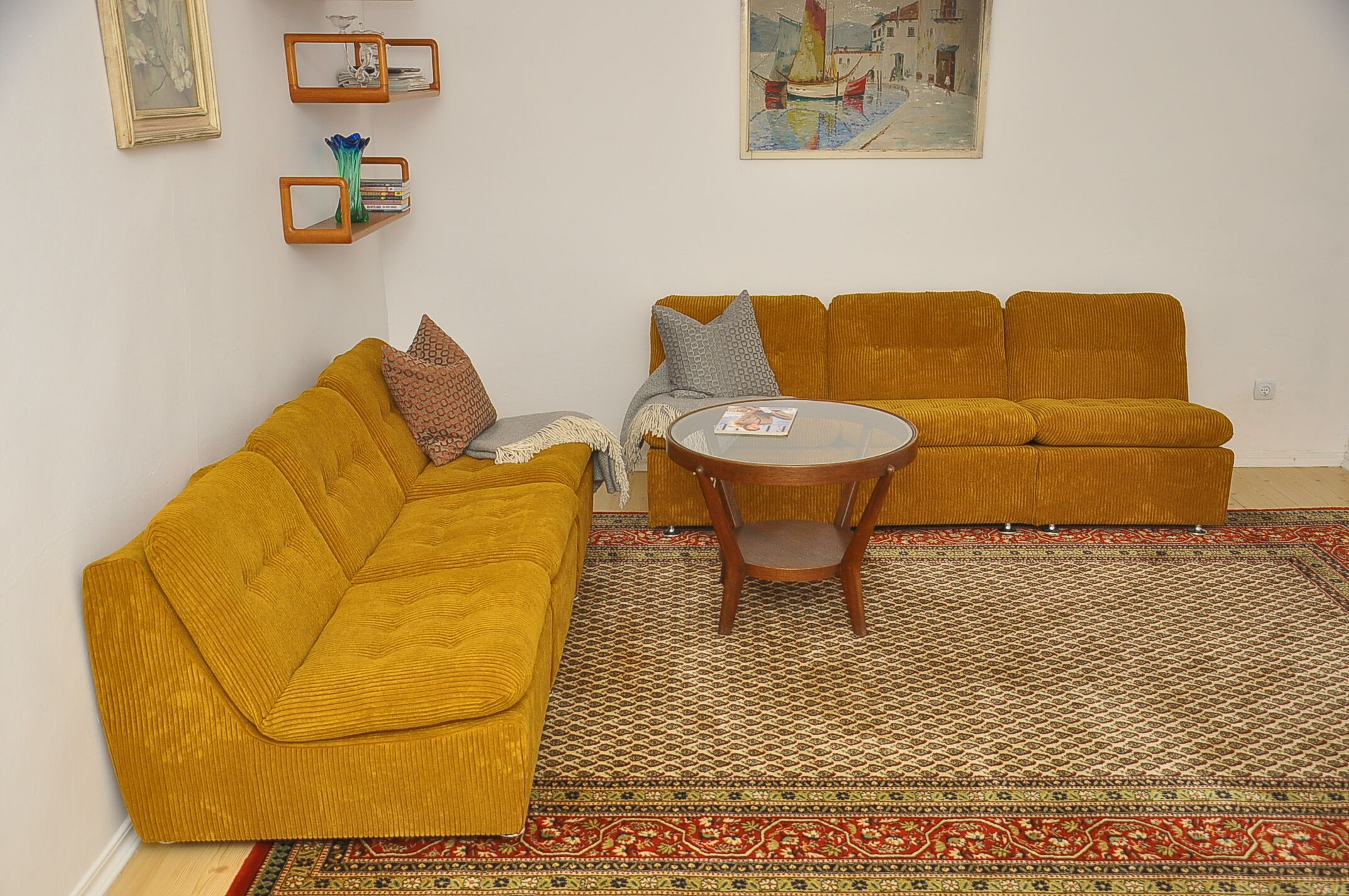 Canapé modulable en velours côtelé, années 1970, set de 6