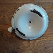 White patinated enamelled metal candle holder
