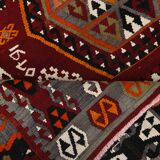 6x15 Wine Red & Green Vintage Kilim Rug, 198x468Cm