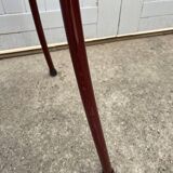 Metallic burgundy bistro chair for restaurants and communities with gray fabric