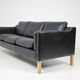 1960s Danish Black Leather 3-Seater Sofa