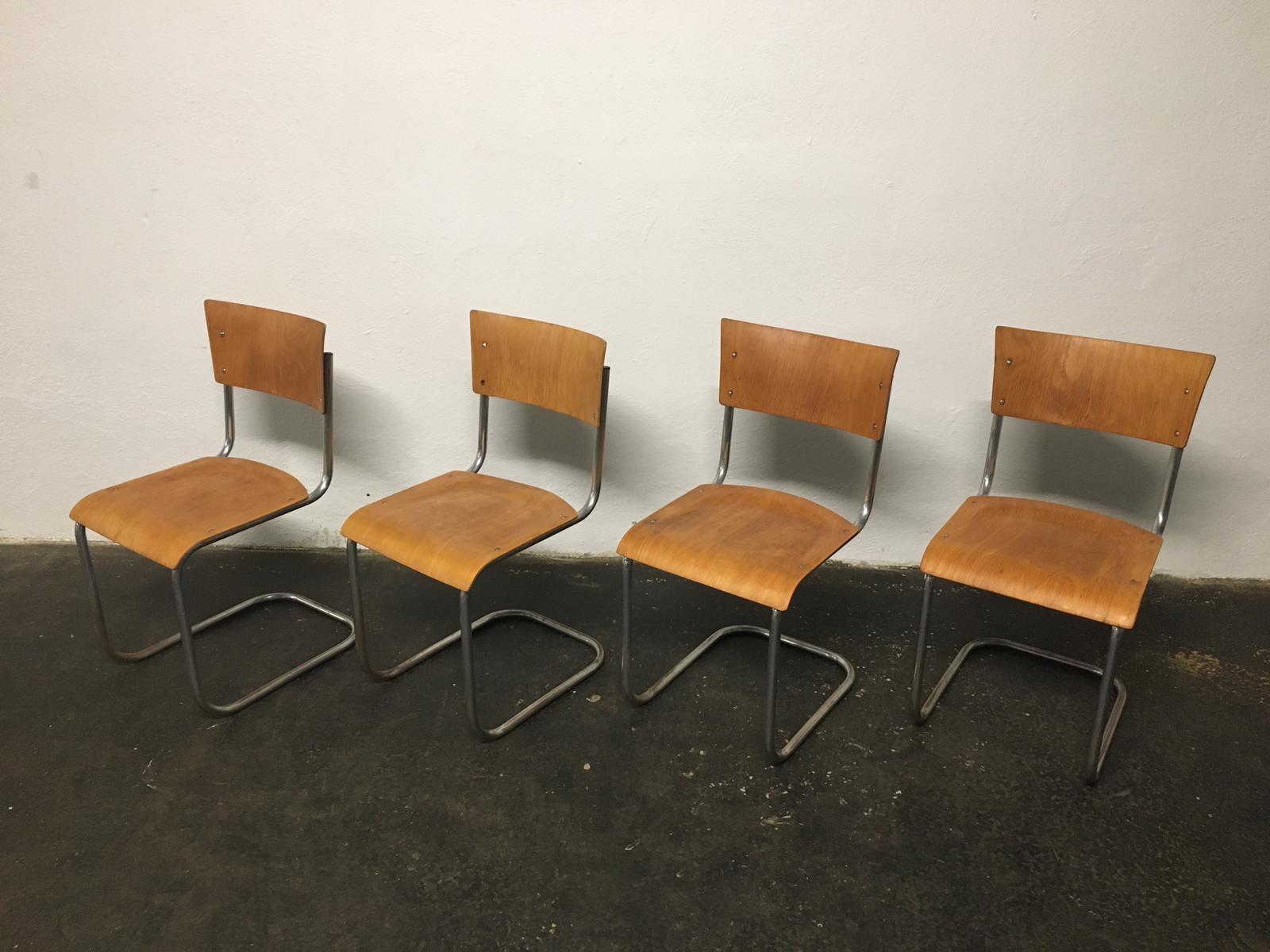 Set of 12 tubular steel chairs Mart Stam