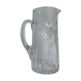 Engraved glass pitcher