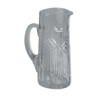 Engraved glass pitcher