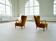 Modern Scandinavian Art Deco lounge chairs in velvet from the 1940s.