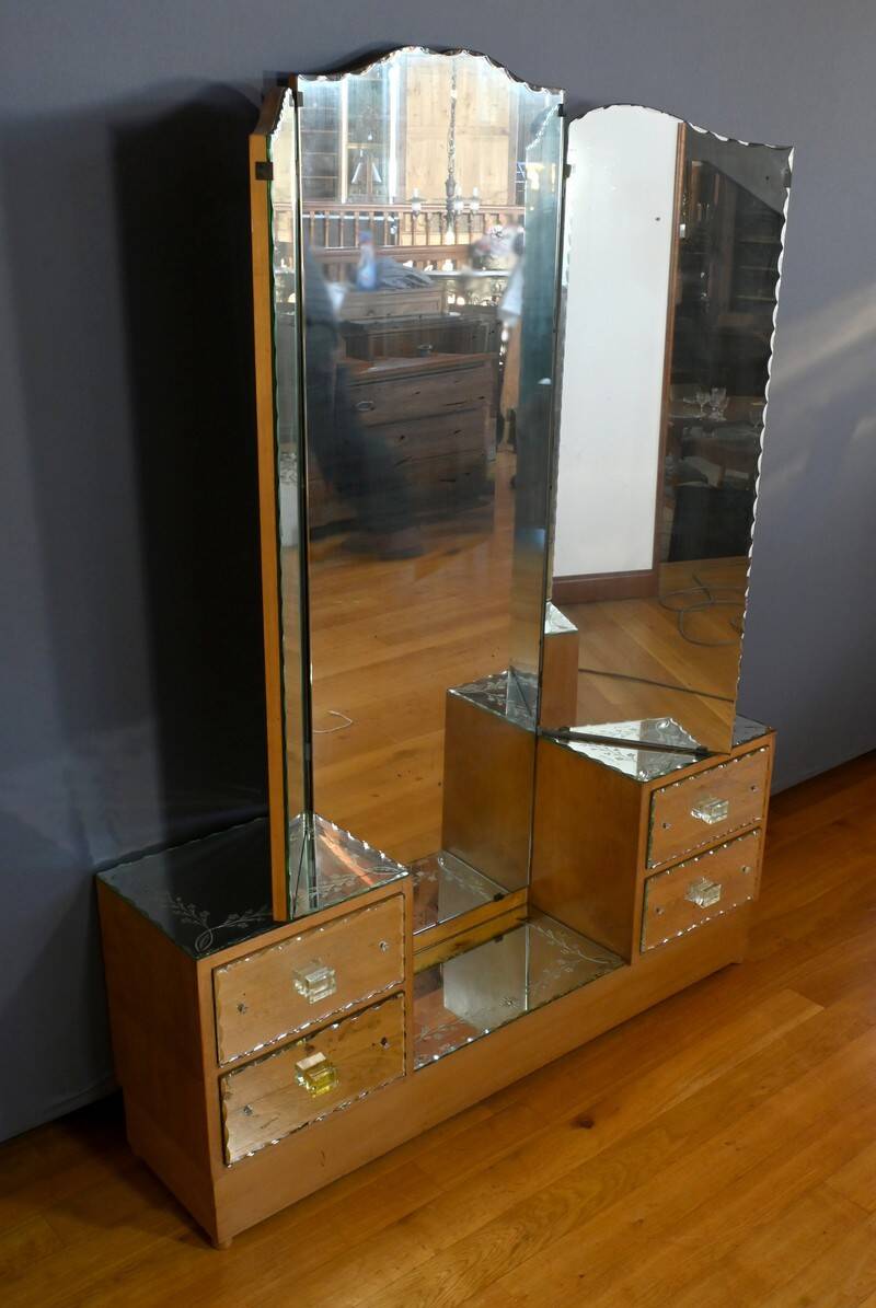 Fruitwood glass dressing table – 1950