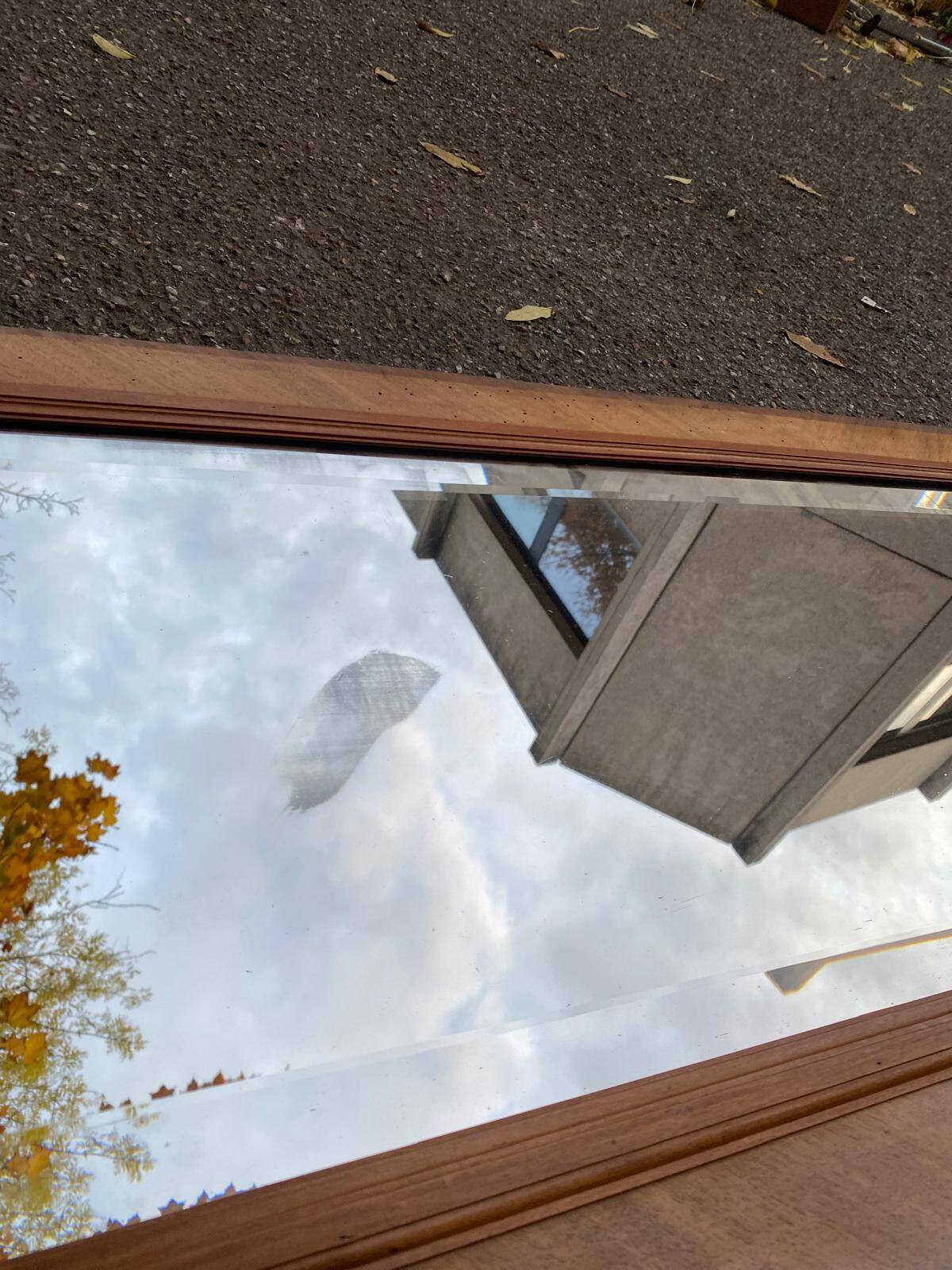 Miroir biseauté en chêne massif sculpté 50x165cm