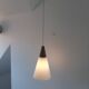 Suspension lamp Louis Kalff 60s teak and opaline