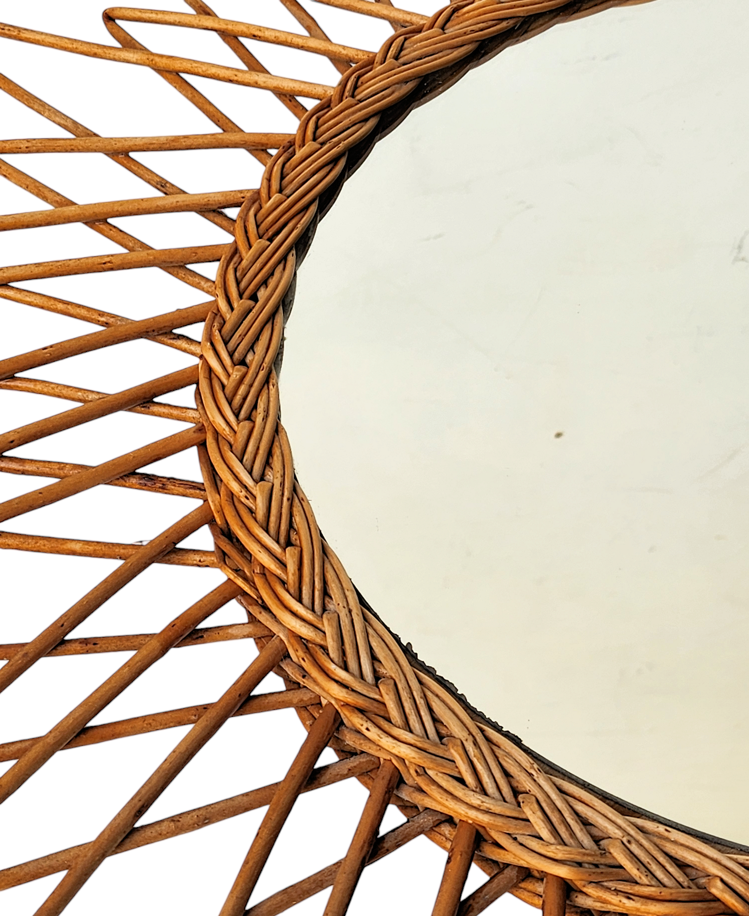 Vintage rattan sun mirror 65 cm